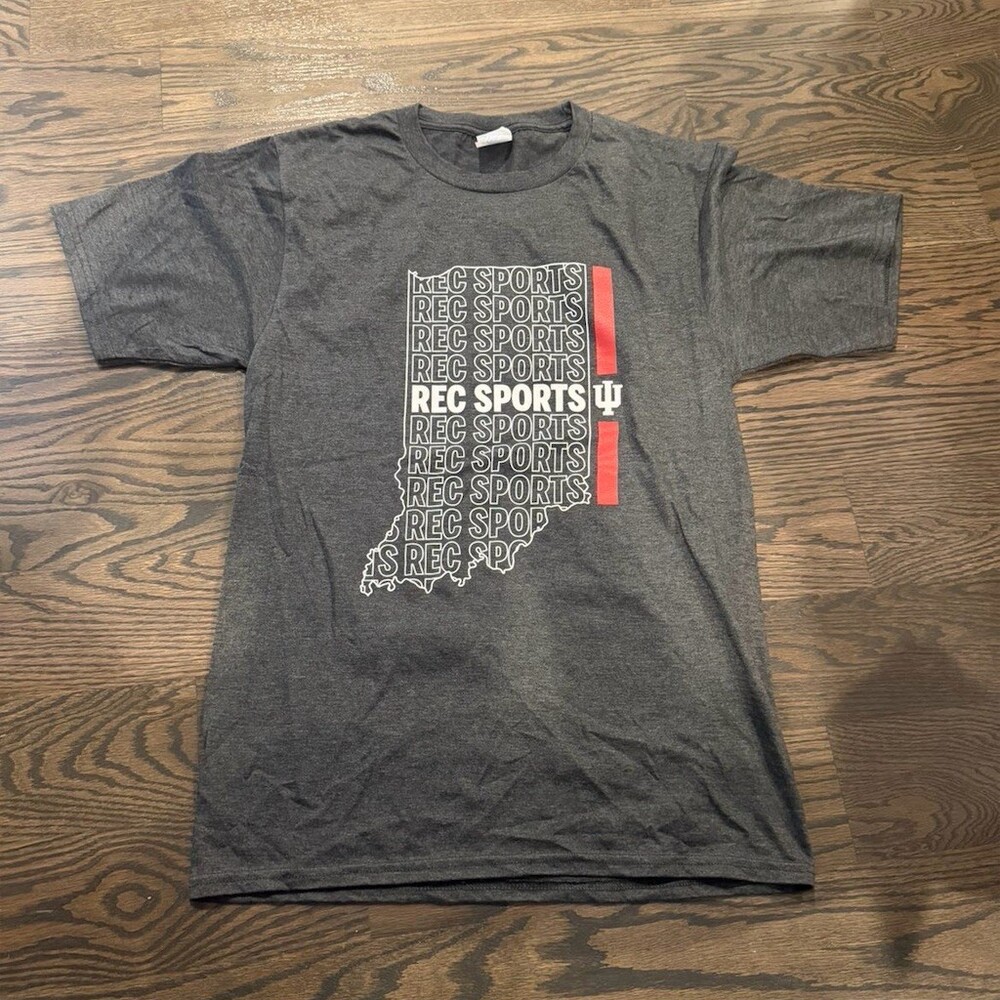 Indiana University IU Rec Sports Graphic T-Shirt Mens Gray Size S